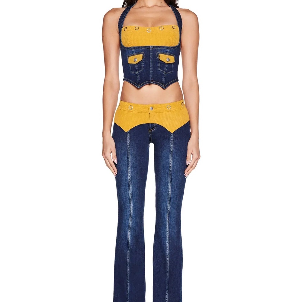 Stylish Blue and Yellow Denim Set (I am Gia)